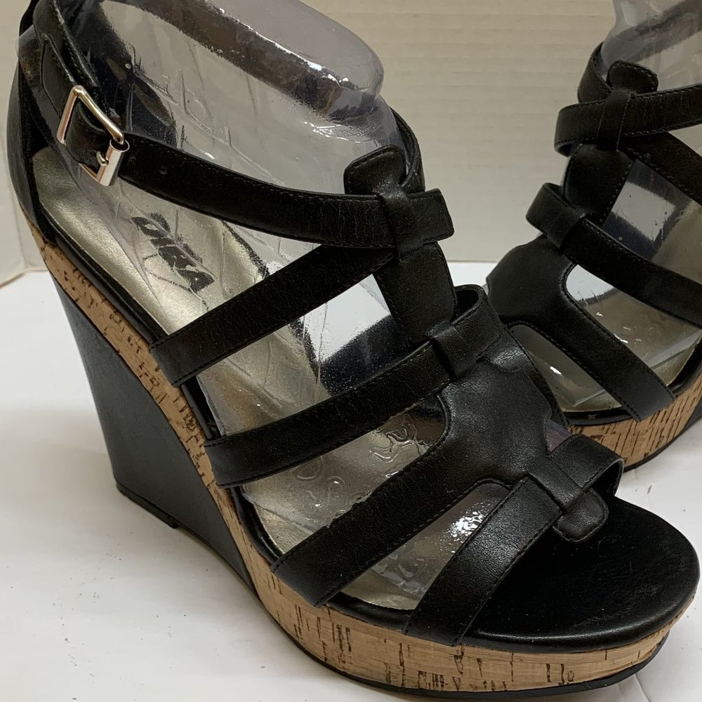 FREE DIBA® Black Cork Women's Wedges Size 8